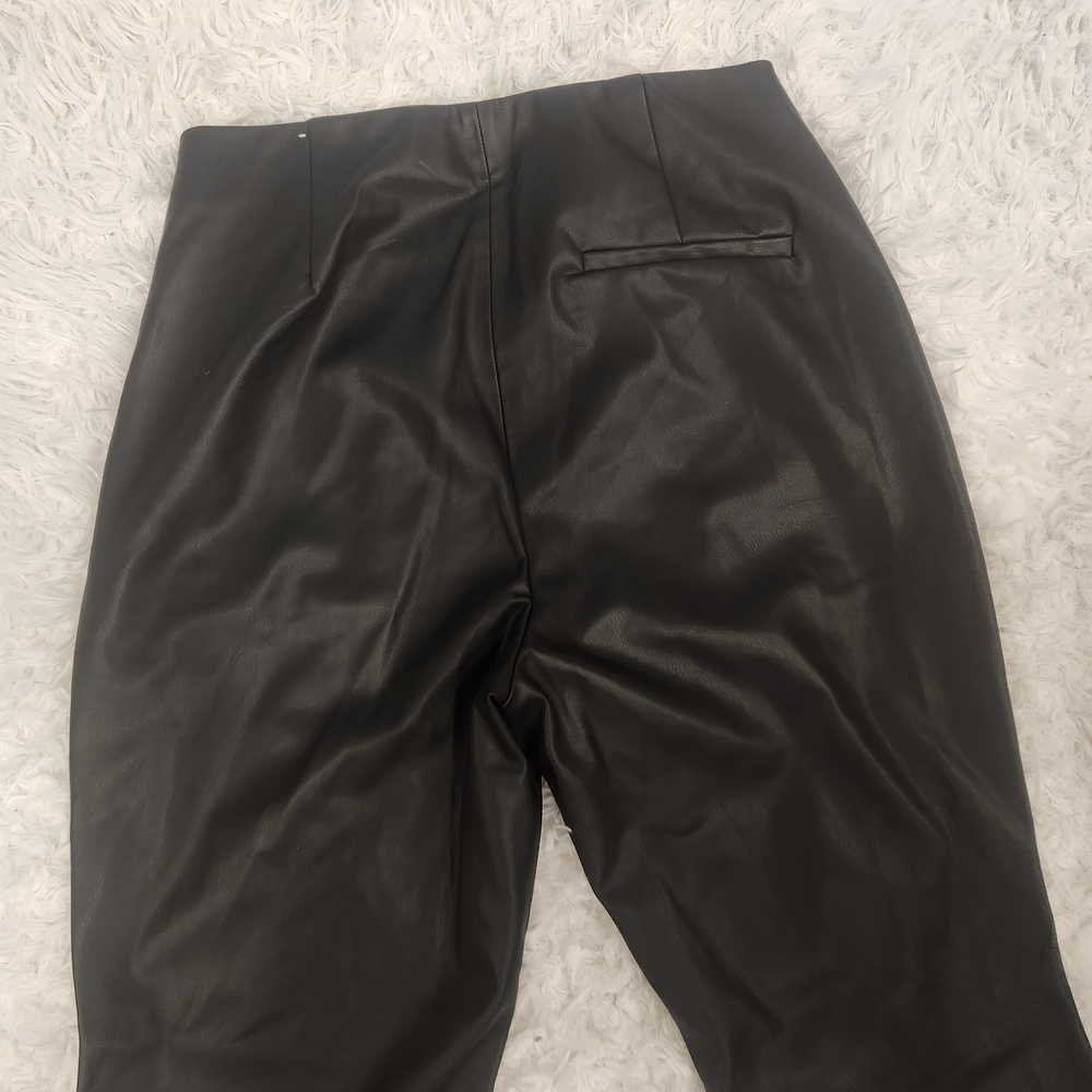 Zara Black Leather Look Trousers - Picture 6 of 7